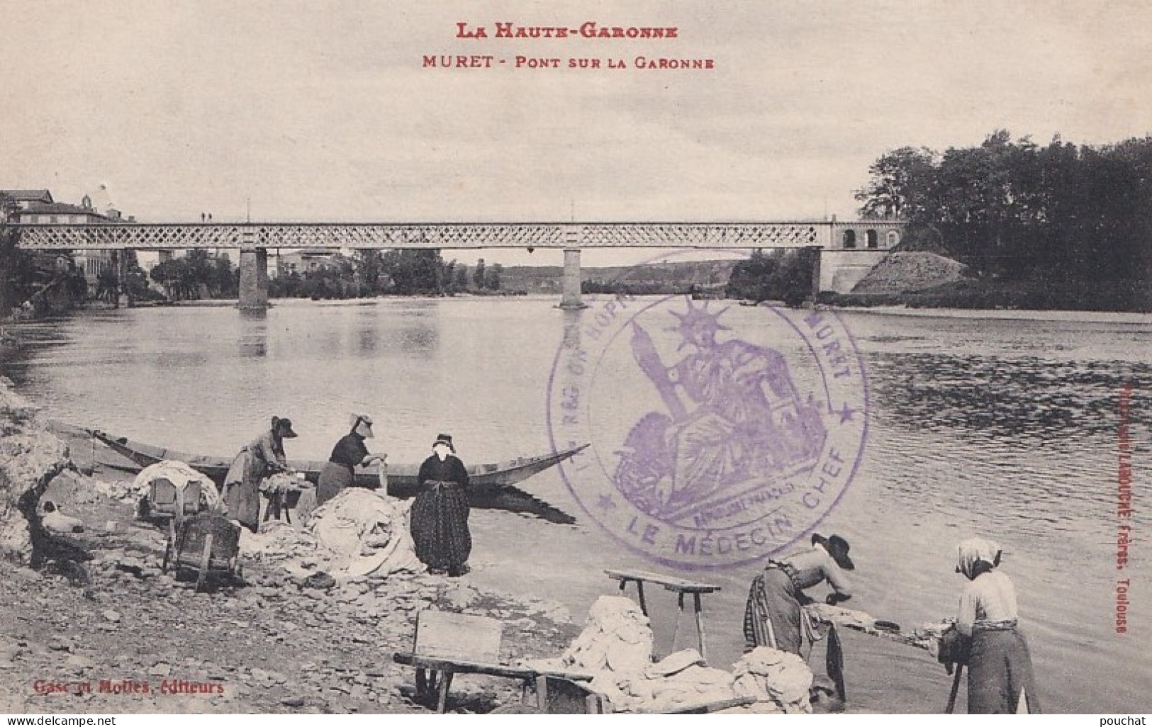 A5-31) MURET - PONT SUR LA GARONNE - LAVANDIERES + DOUBLE  TAMPONS 17 ° REGION HOPITAL N° 20  - 2 SCANS - Muret