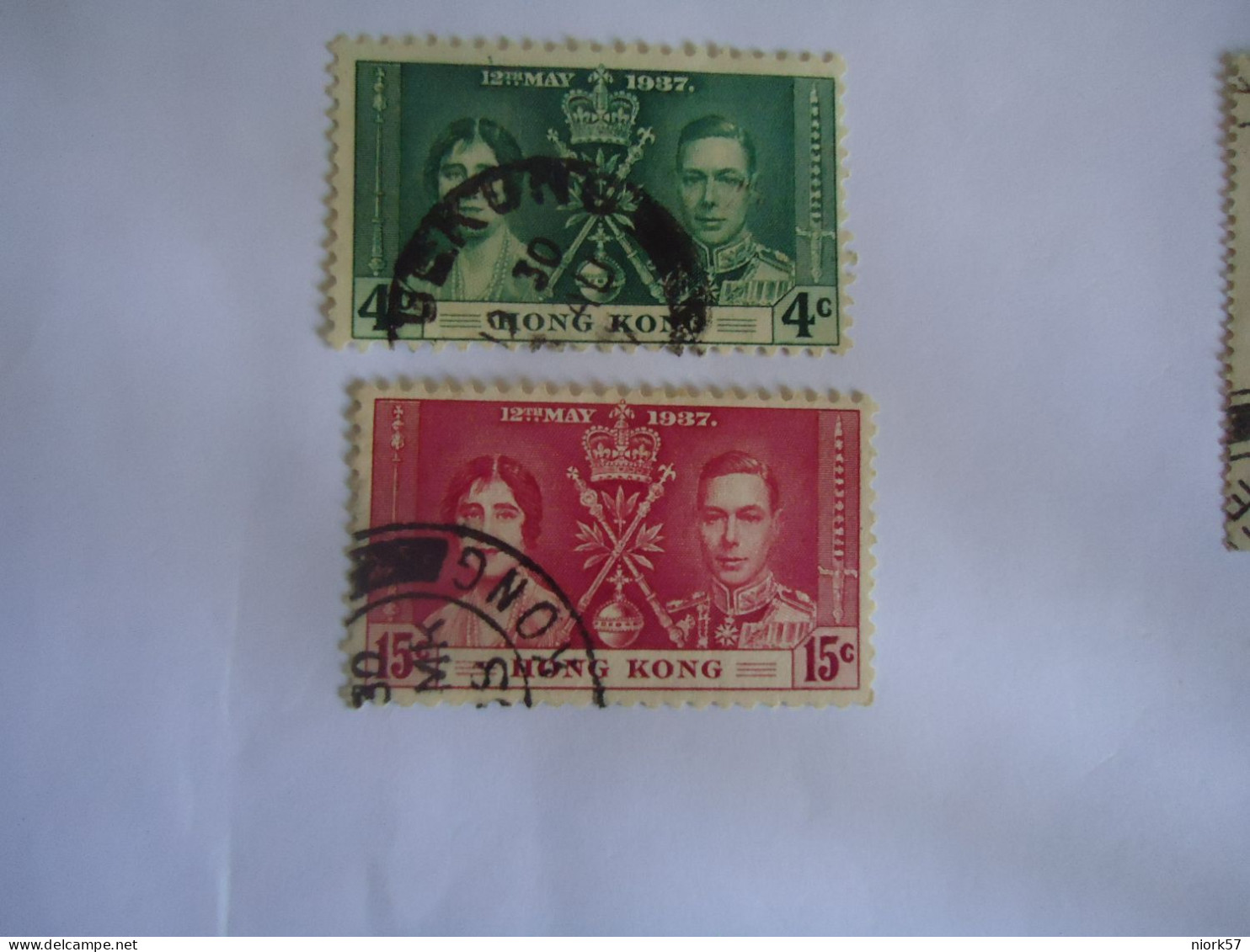 HONG  KONG  USED STAMPS 1937 CORONATION 2  WITH POSTMARK - Other & Unclassified