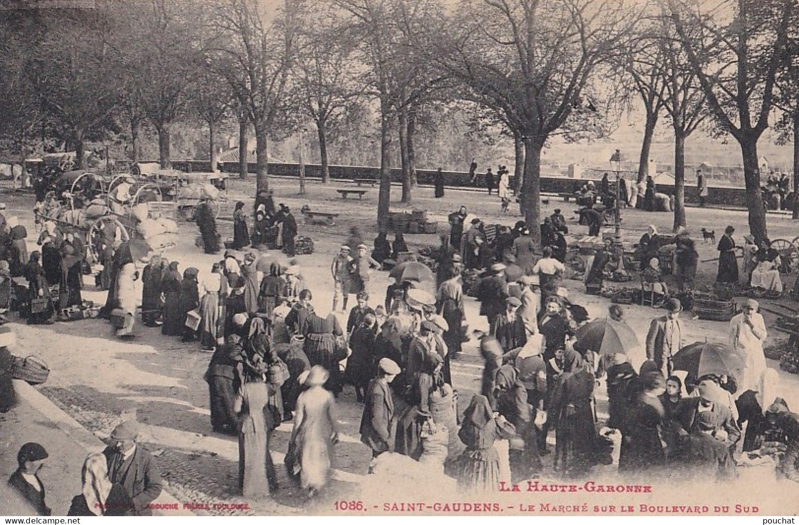 31) SAINT GAUDENS (HAUTE GARONNE) LE MARCHE SUR LE BOULEVARD DU SUD - ( ANIMEE - HABITANTS - 2 SCANS )  - Saint Gaudens