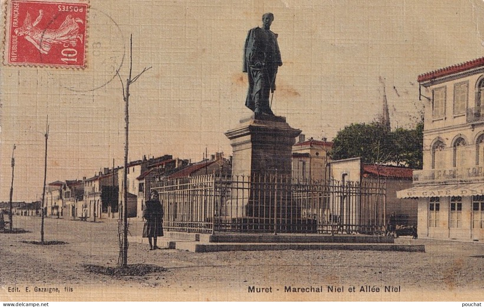 A21-31) MURET - HAUTE GARONNE - MARECHAL NIEL ET ALLEE NIEL - FILLETTE - CARTE TOILEE COLuEURS - EN 1908 - Muret