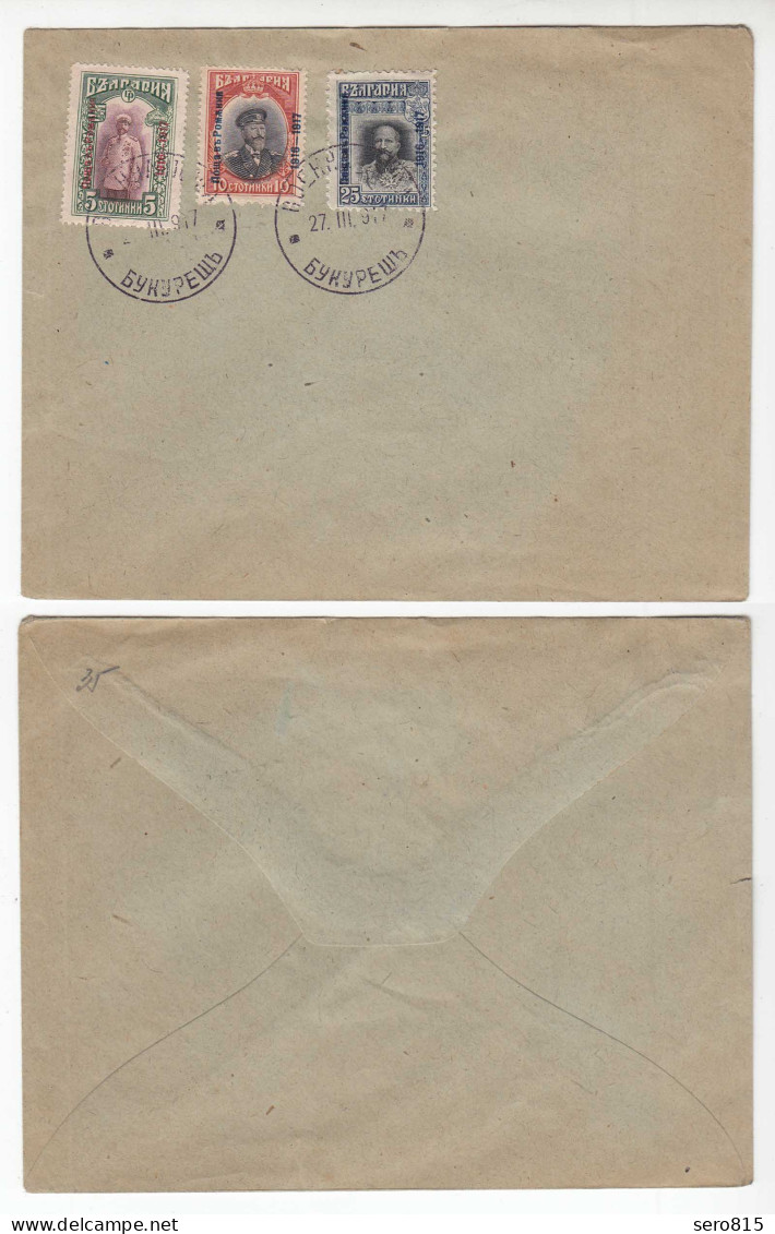 BULGARIA 1917 - 3 Stamps Canceled On Envelope   (28596 - Otros & Sin Clasificación
