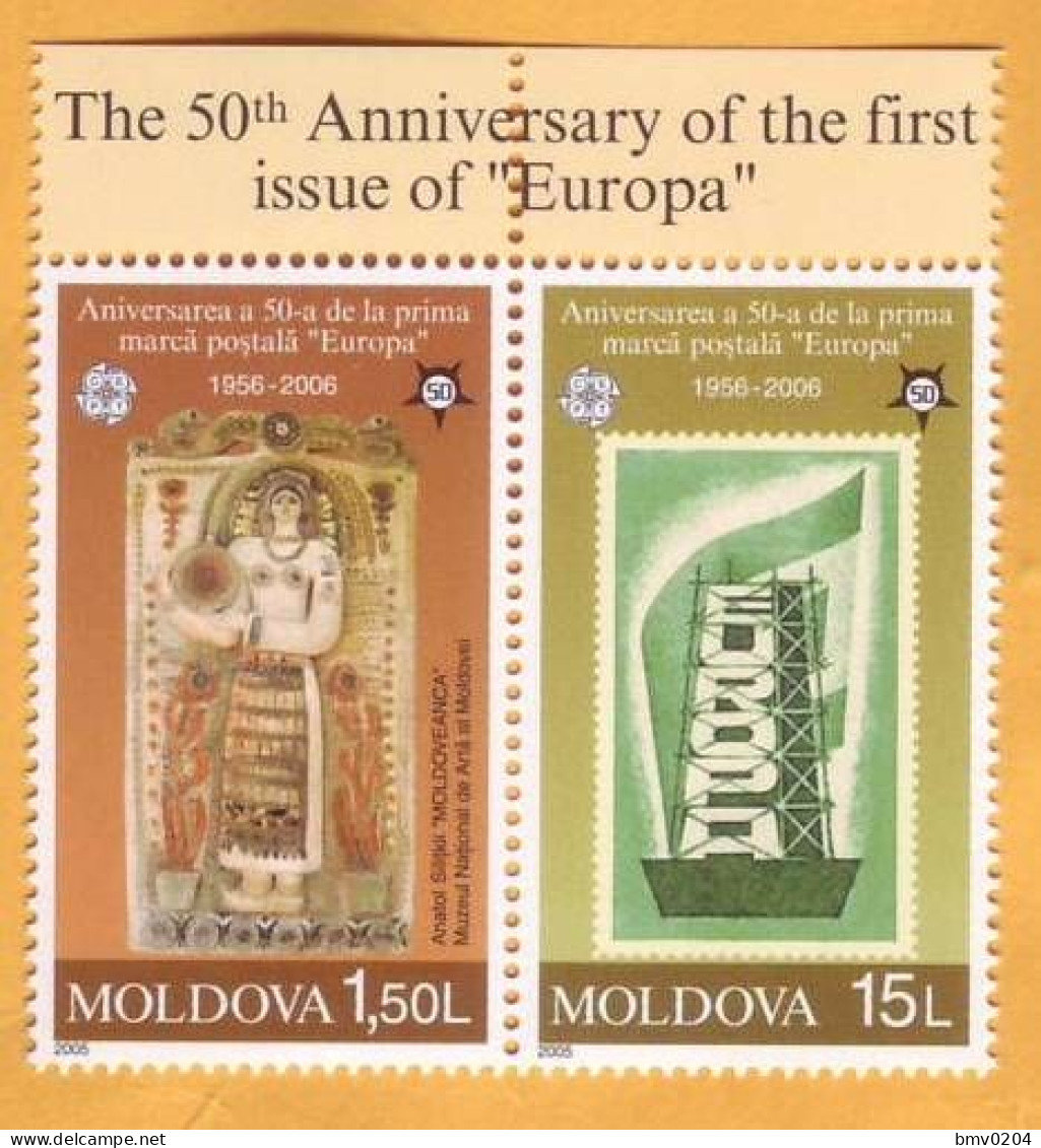 2005 Moldova Moldavie Moldau  Europa - Cept 50 Years Of The First Postage Stamps "EUROPА"   2v Mint - 2005