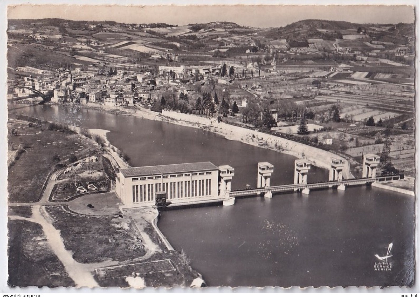 I22-47) CASTELMORON - EN AVION AU DESSUS DE.. BARRAGE SUR LE LOT ET USINE ELECTRIQUE - ( 2 SCANS ) - Castelmoron