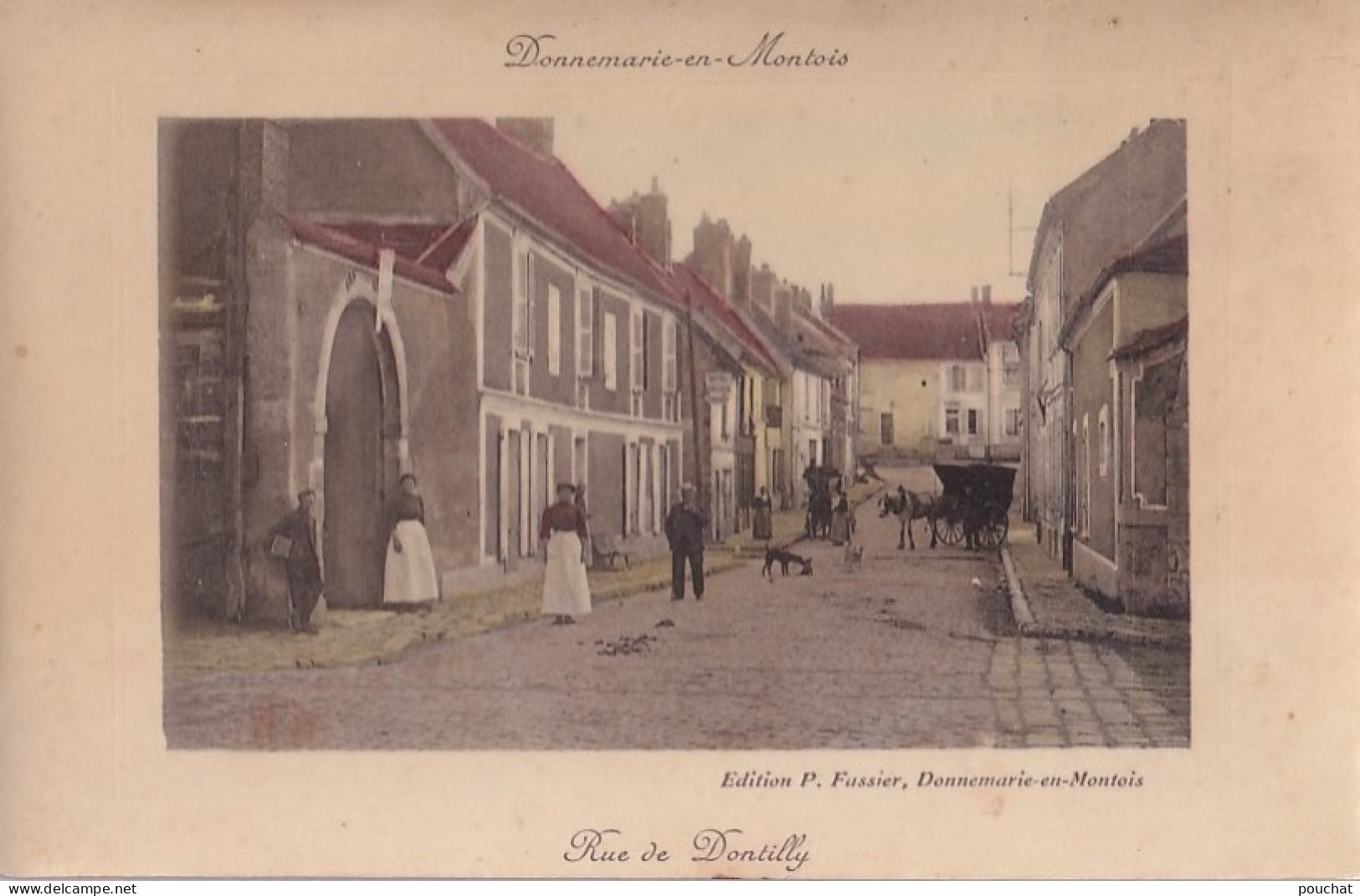 A3-77) DONNEMARIE EN MONTOIS - RUE DE DONTILLY - ANIMEE - HABITANTS - EDIT. P. FASSIER - ( 2 SCANS ) - Donnemarie Dontilly