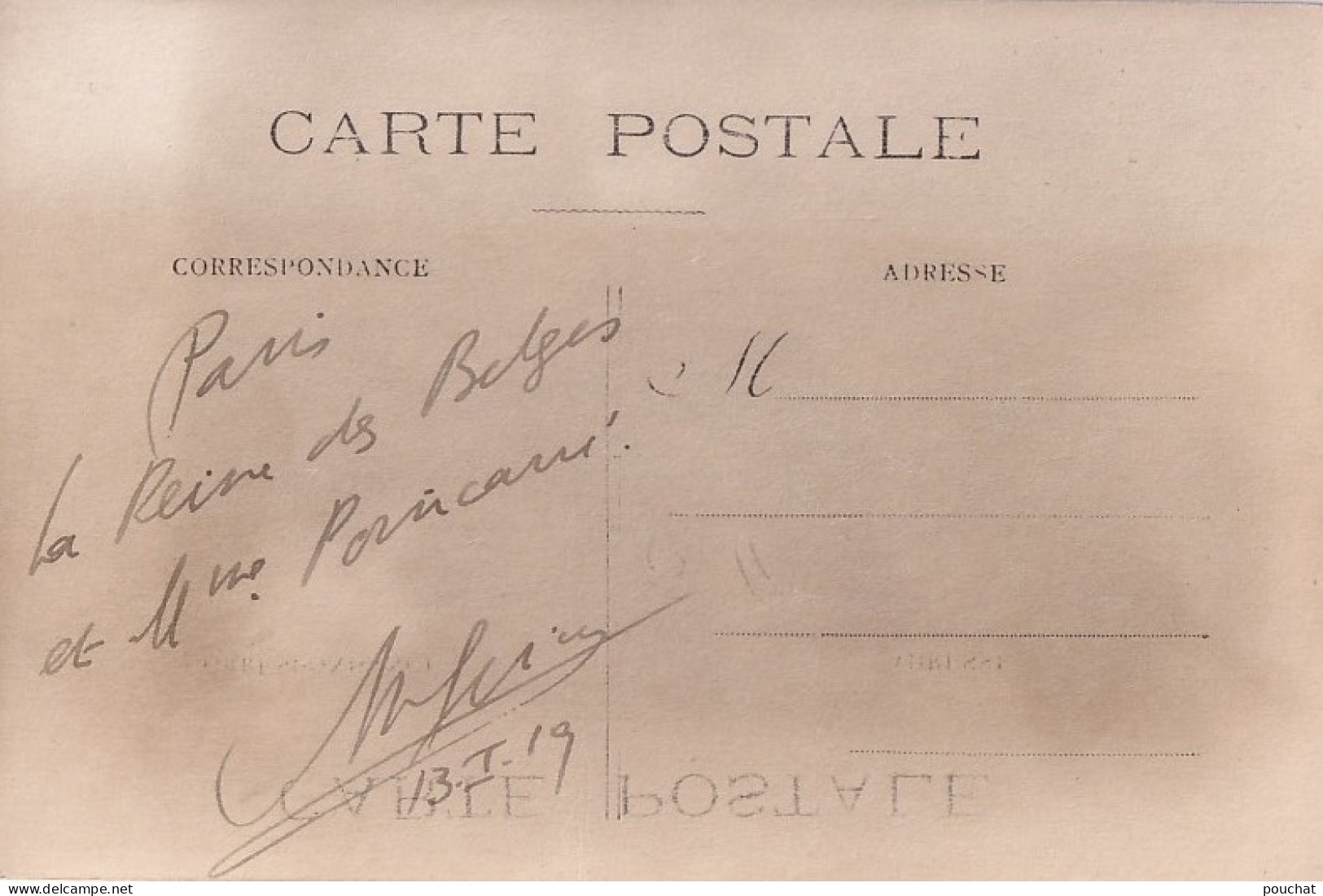 A14-75) PARIS - CARTE PHOTO - LE 13/1/1919 - RECEPTION - LA REINE DES BELGES ET MME POINCARRE  - ( 2 SCANS ) - Empfänge