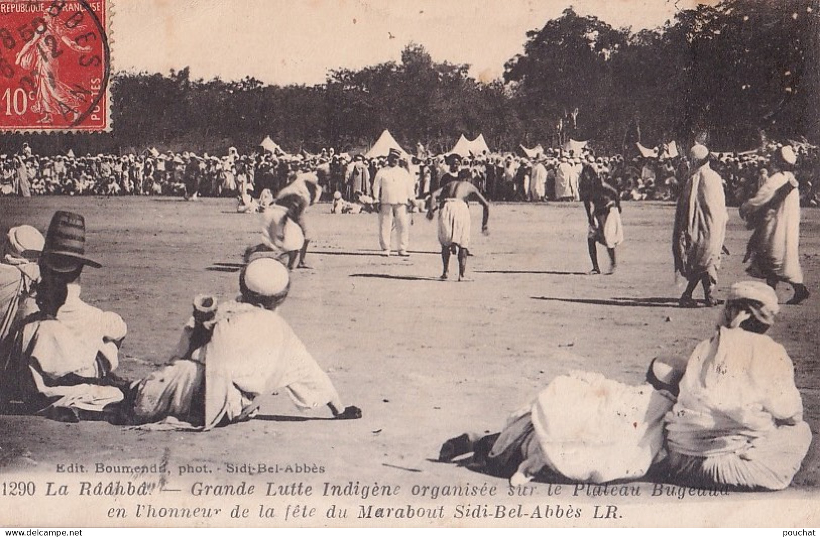  SIDI BEL ABBES - LA RAAHBA - GRANDE LUTTE INDIGNE ORGANISE SUR LE PLATEAU BUGEAUD - HONNEUR DU MARABOUT - EN 1907 - Sidi-bel-Abbès