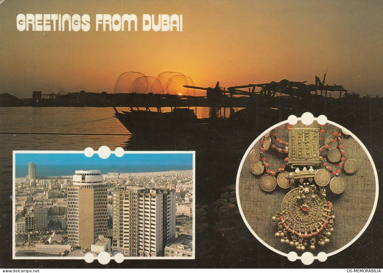 UAE Dubai Sunset Old Postcard 1982 - Emiratos Arábes Unidos