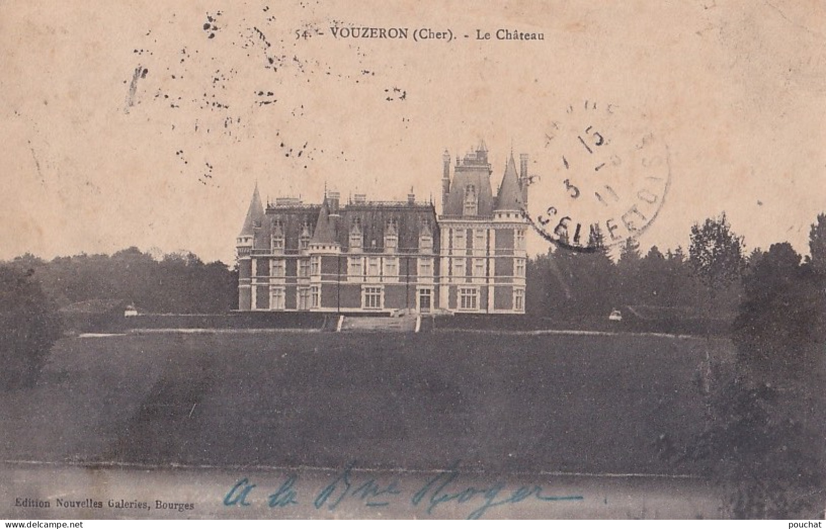 A12-18) VOUZERON - CHER - LE CHATEAU  - EN 1911 - ( 2 SCANS ) - Vouzeron