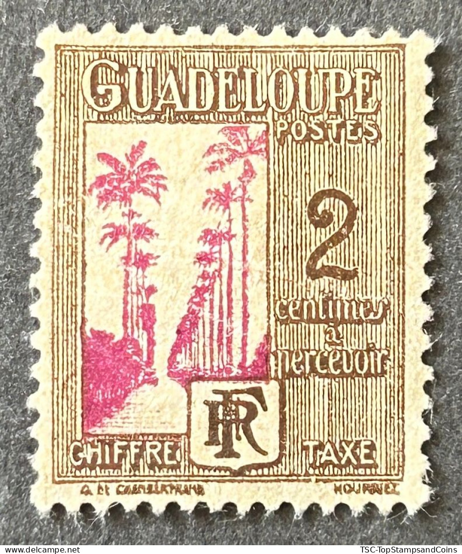 FRAGDPT25MNH - Postage Due - Palm Trees -  2 C à Percevoir MNH Stamp W/o Gum - Guadeloupe 1928 - YT GP T 25 - Neufs