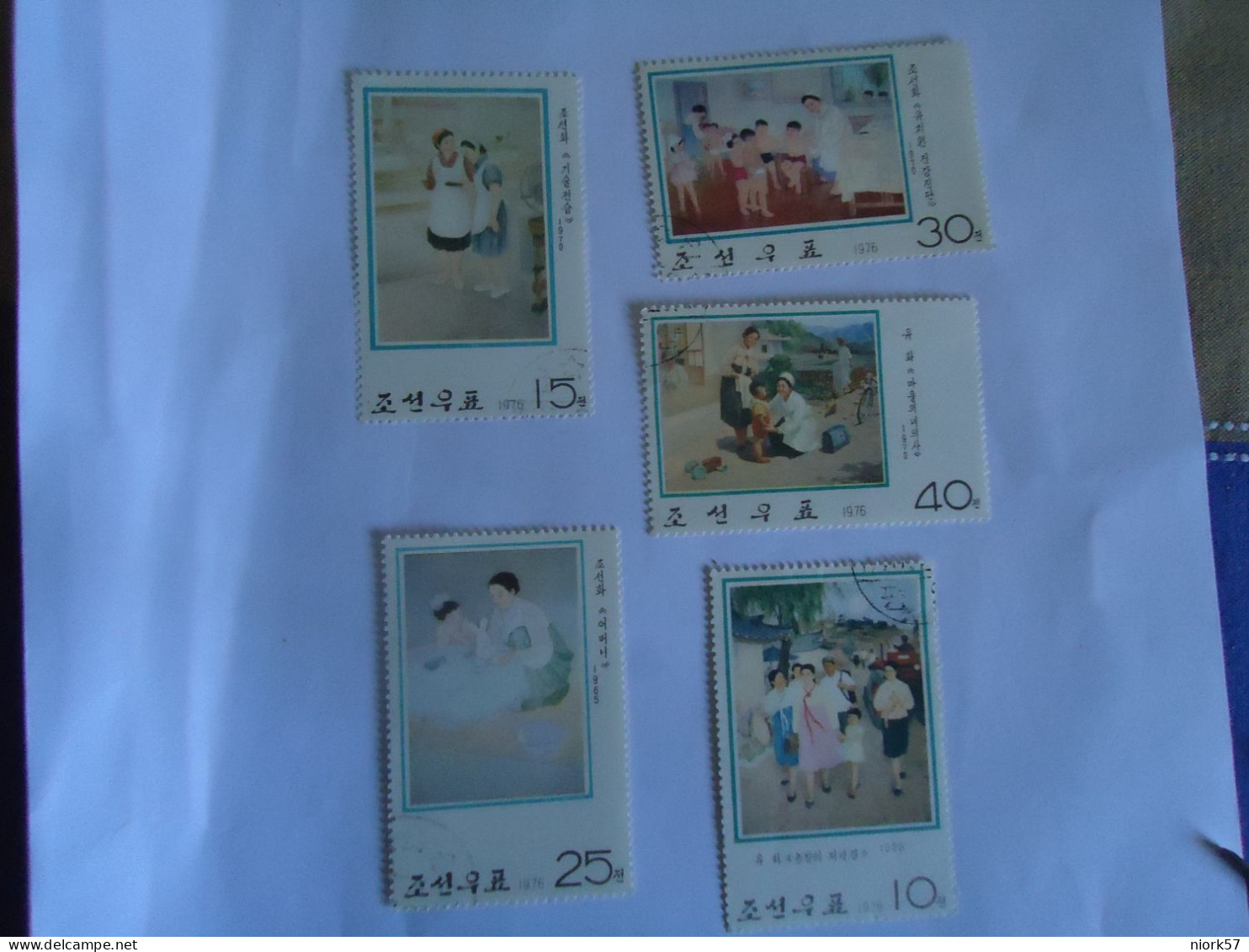 KOREA   USED   STAMPS   5 PAINTINGS  1976 - Corée (...-1945)