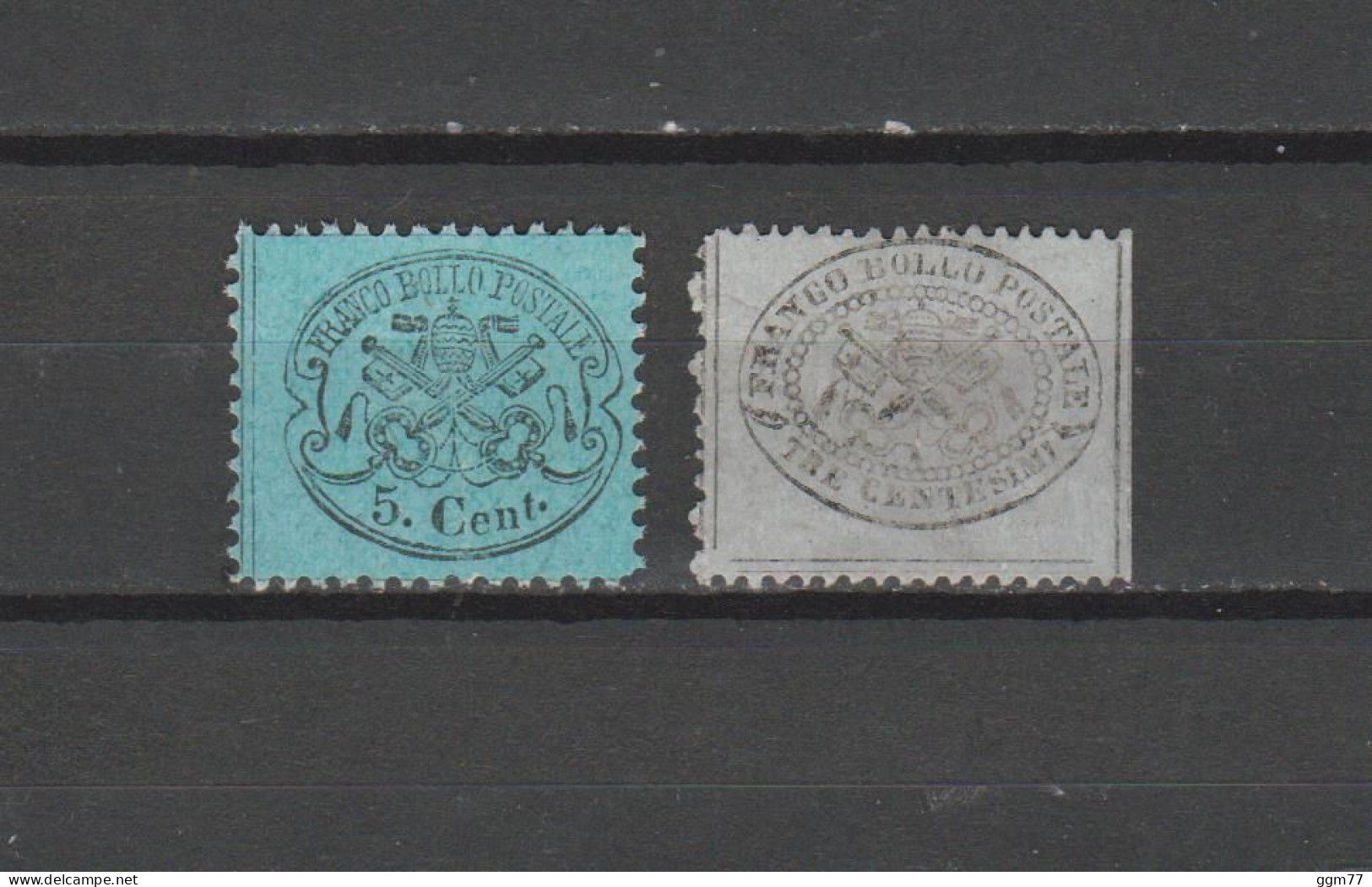 N°20 & 21 = 2 TIMBRES ANCIENS ETATS DE L'EGLISE  NEUFS SANS GOMME  DE 1868  Cote : 45 € - ...-1929 Préphilatélie