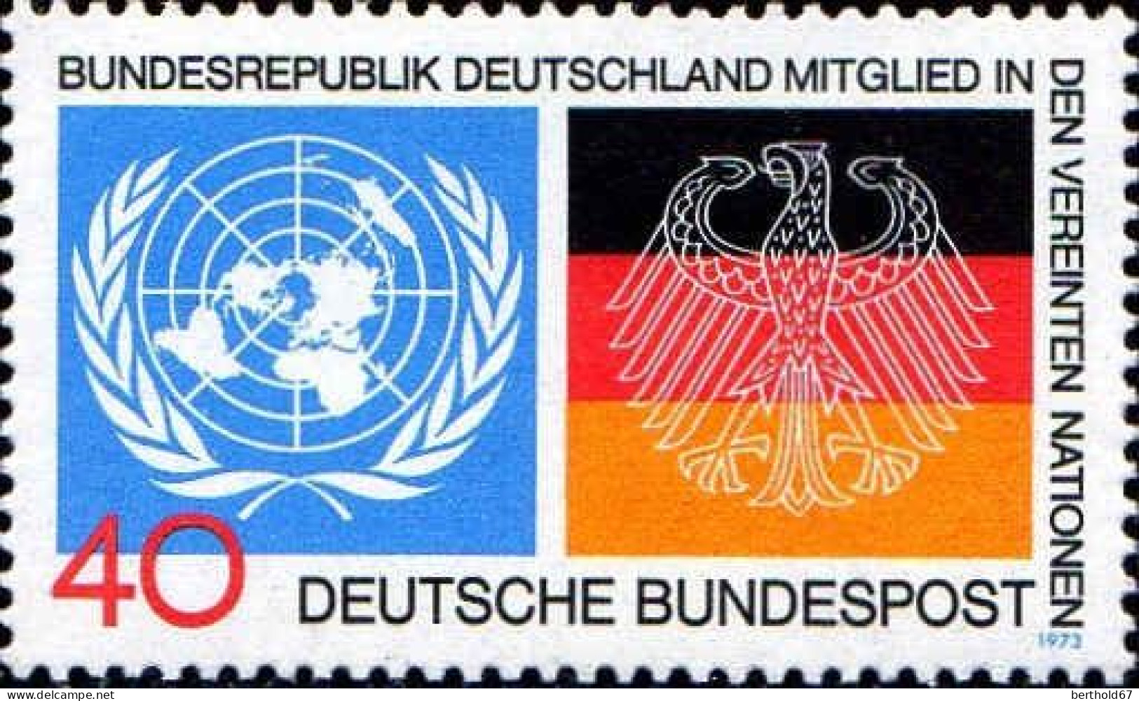 RFA Poste N** Yv: 628 Mi:781 Bundesrepublik Mitglied Der UNO (Thème) - UNO