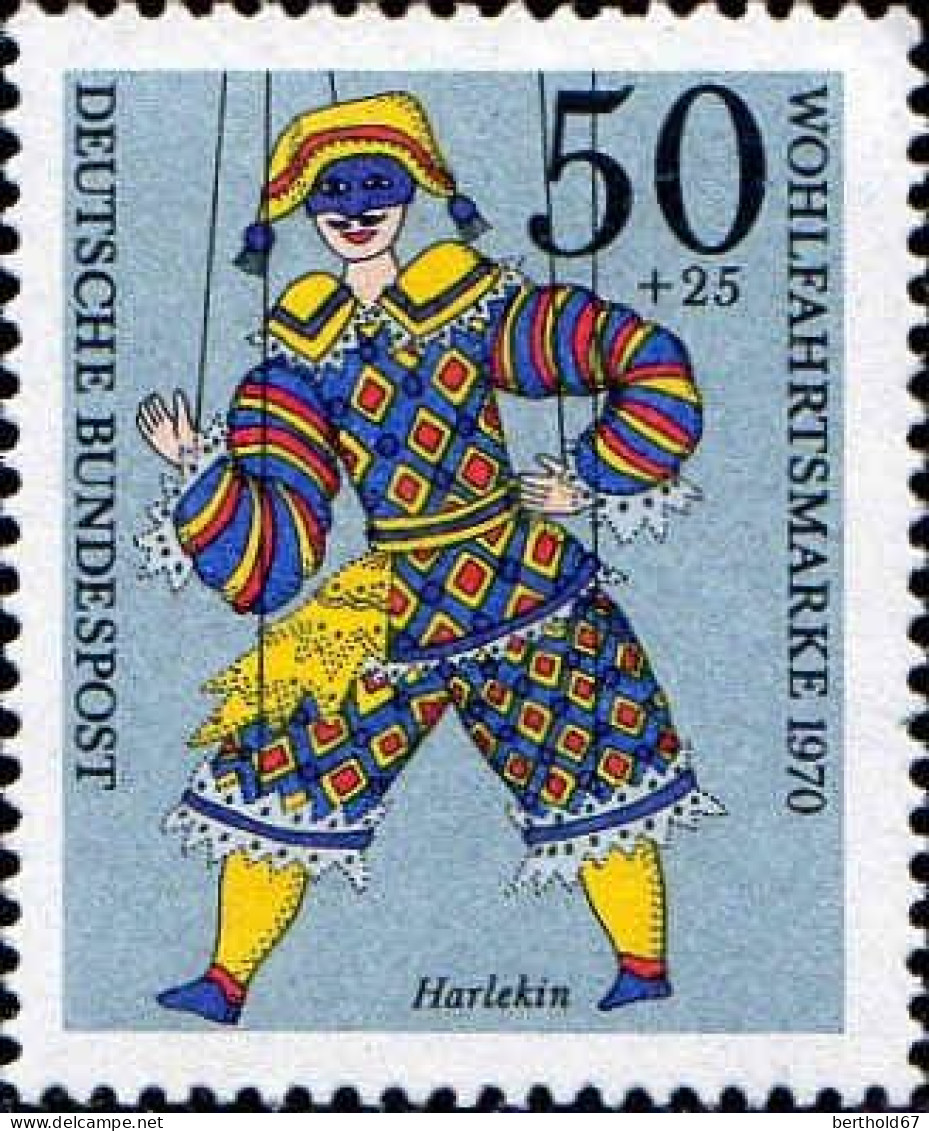 RFA Poste N** Yv: 504 Mi:653 Wohlfahrtsmarke Harlekin (Thème) - Marionetas