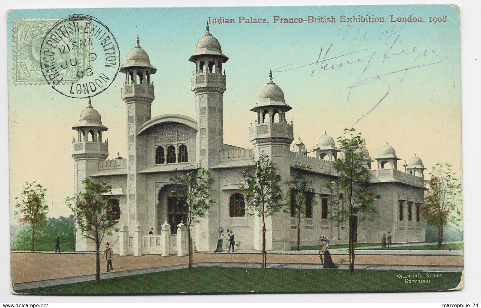 ENGLAND HALF PENNY DEFAUT CARD INDIAN PALACE FRANCO BRITISH EXHIBITION LONDON 1908 - Lettres & Documents