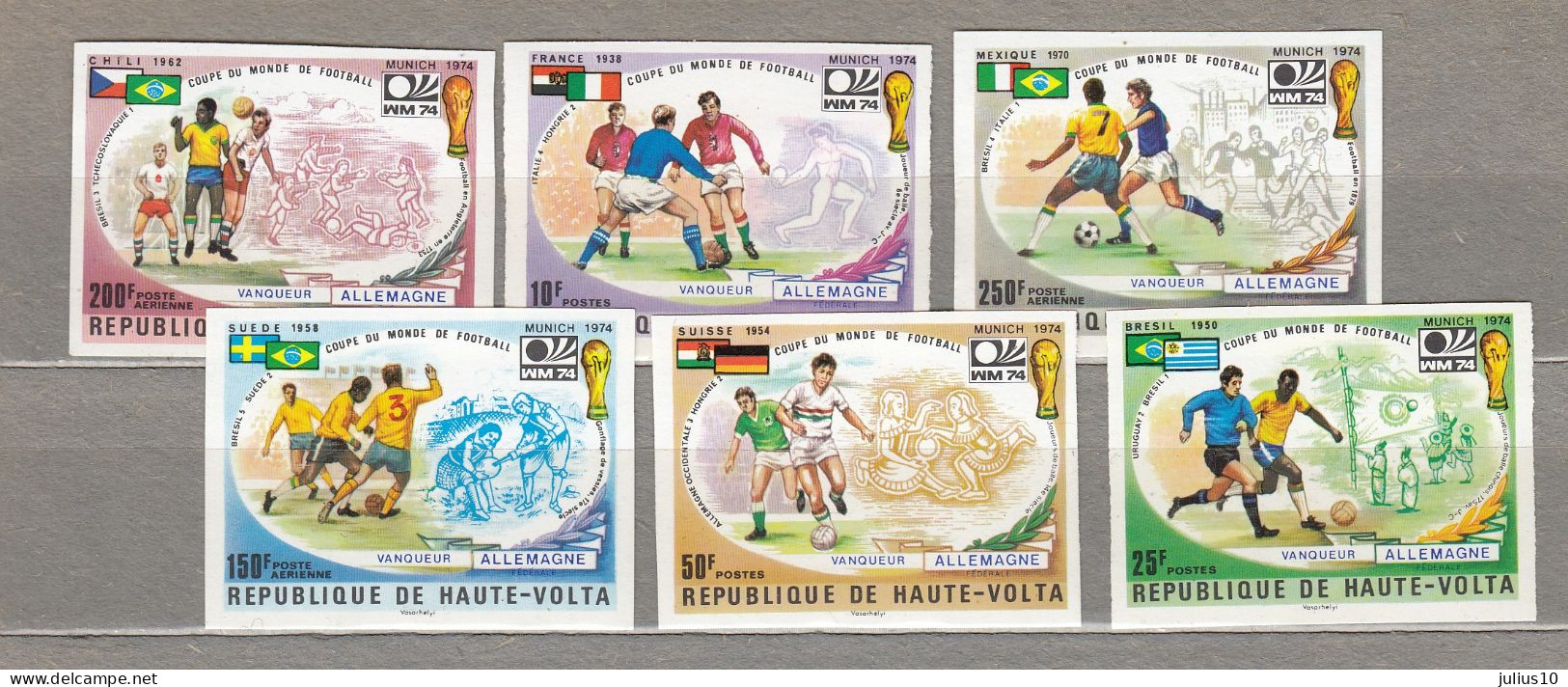 HAUTE VOLTA Imperforated 1974 Sport Football Soccer World Cup Mi 524-529, Sc 335-337 MNH (**) #33951 - 1974 – Alemania Occidental