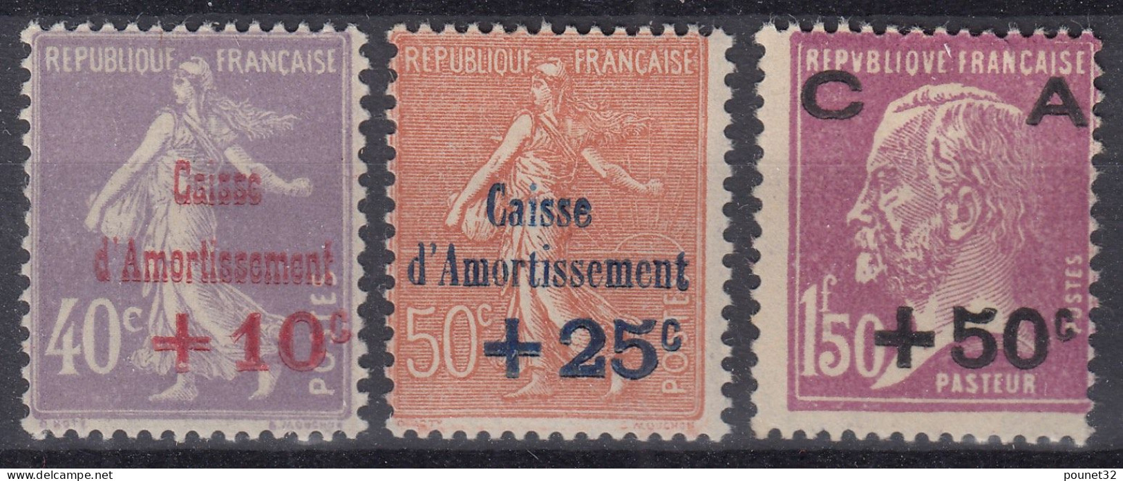 FRANCE SERIE CAISSE D'AMORTISSEMENT N° 249/251 NEUVE * GOMME TRES LEGERE TRACE DE CHARNIERE - 1927-31 Sinking Fund