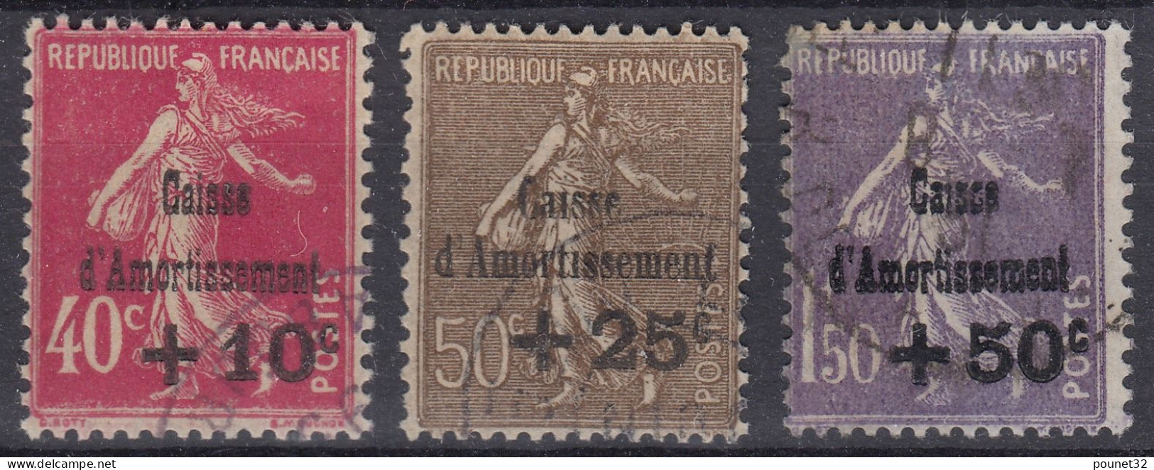 FRANCE SERIE CAISSE D'AMORTISSEMENT SEMEUSE N° 266/268 OBLITERATIONS LEGERES - 1927-31 Cassa Di Ammortamento