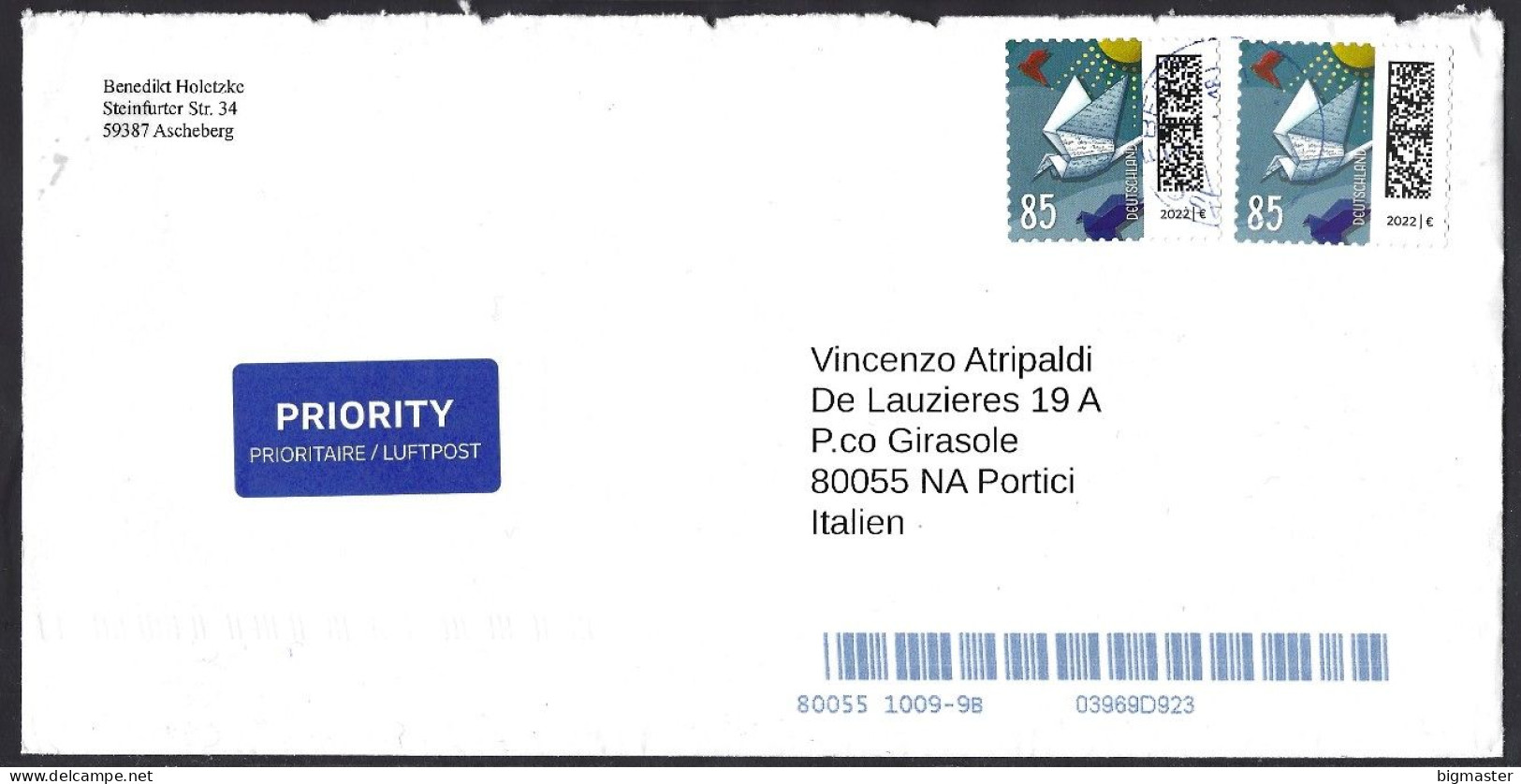 Germania 2024 Posta Mail Per Italia 2 Val Fu - Covers & Documents