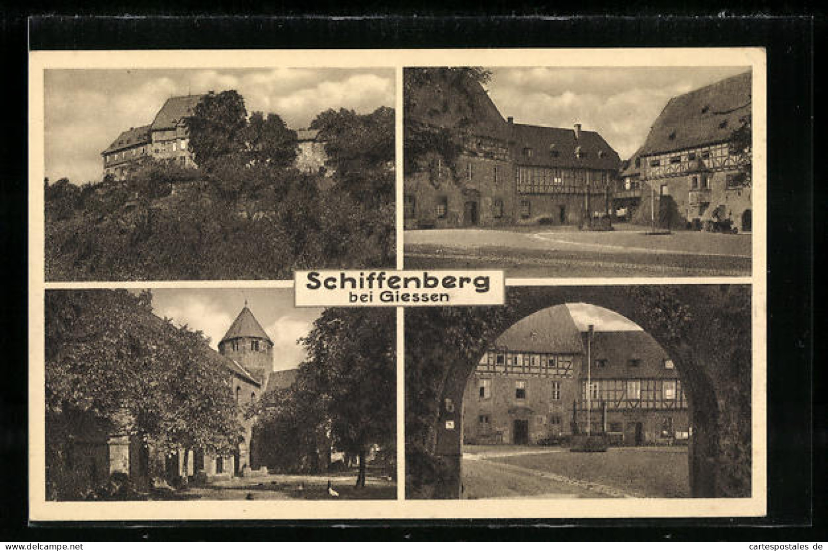 AK Schiffenberg Bei Giessen, Blick Zur Burg, Tordurchblick Auf Den Innenhof, Alte Fachwerkbauten  - Giessen