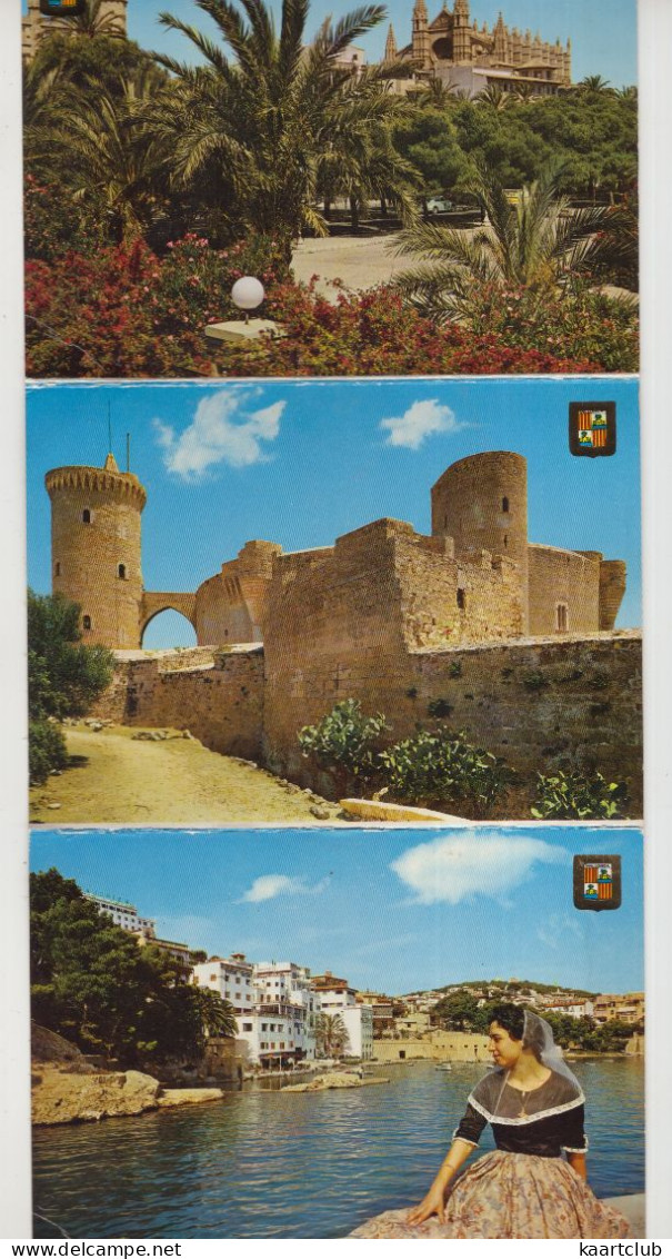 3x Palma De Mallorca: Catedral, Castillo De Bellver, Cala C'an Barbará - (Baleares, Espana/Spain) - Palma De Mallorca
