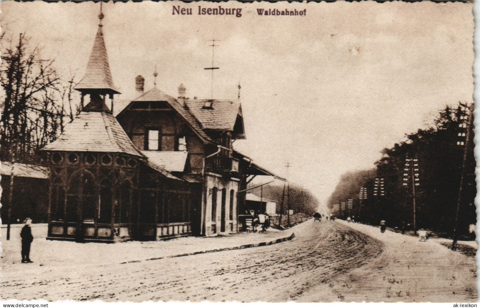 Ansichtskarte Neu-Isenburg Waldbahnhof - Straße 1937 - Neu-Isenburg