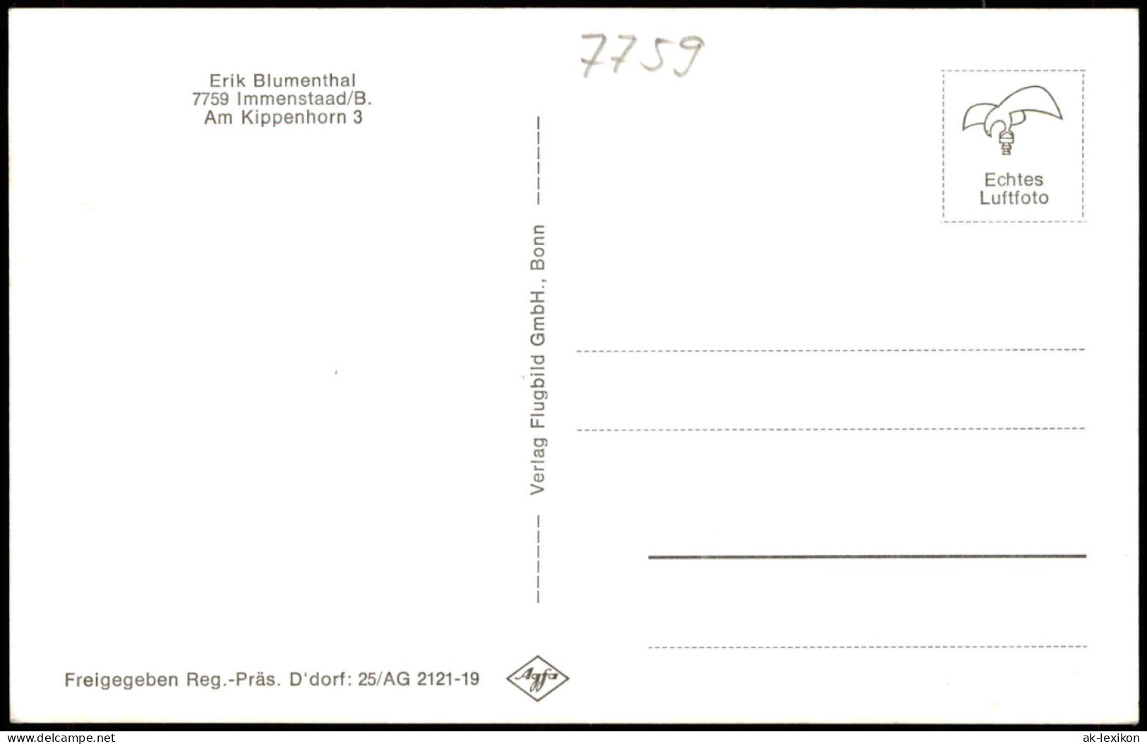 Immenstaad A. Bodensee Luftbild Erik Blumenthal Am Kippenhorn 3 1968 - Sonstige & Ohne Zuordnung