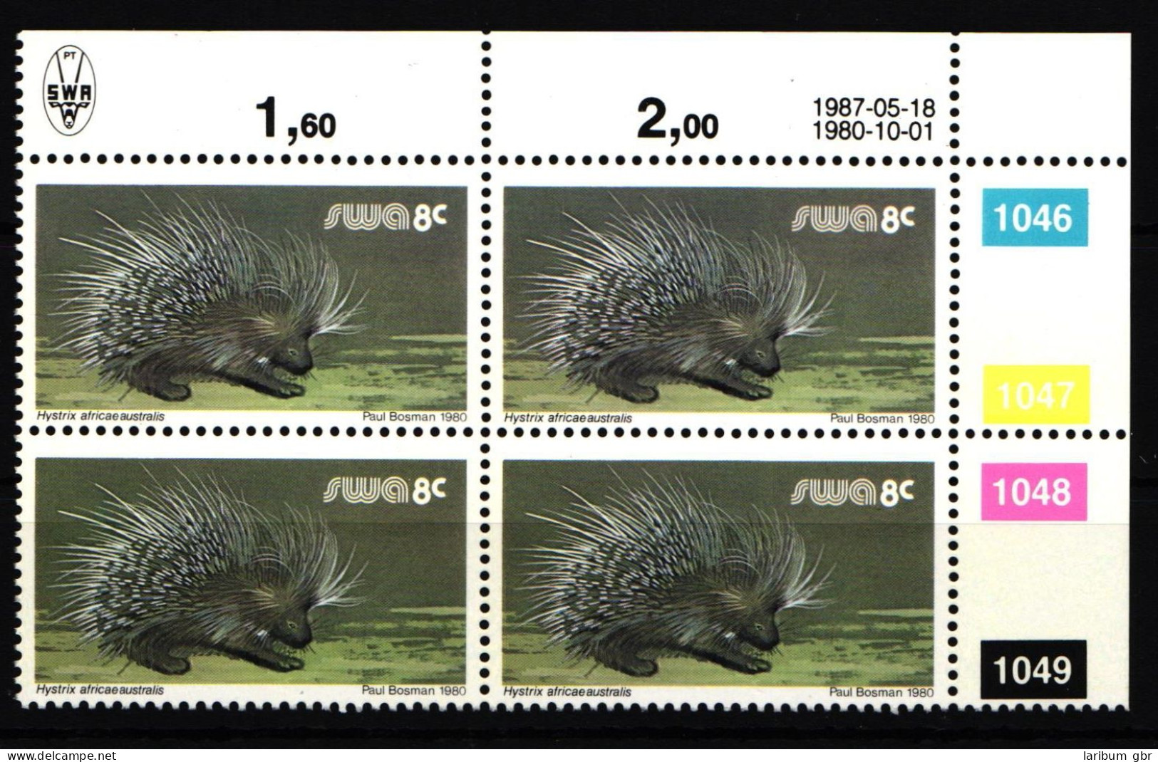 Südwestafrika 483 Y Postfrisch Viererblock / Wildtiere #IP557 - Namibië (1990- ...)