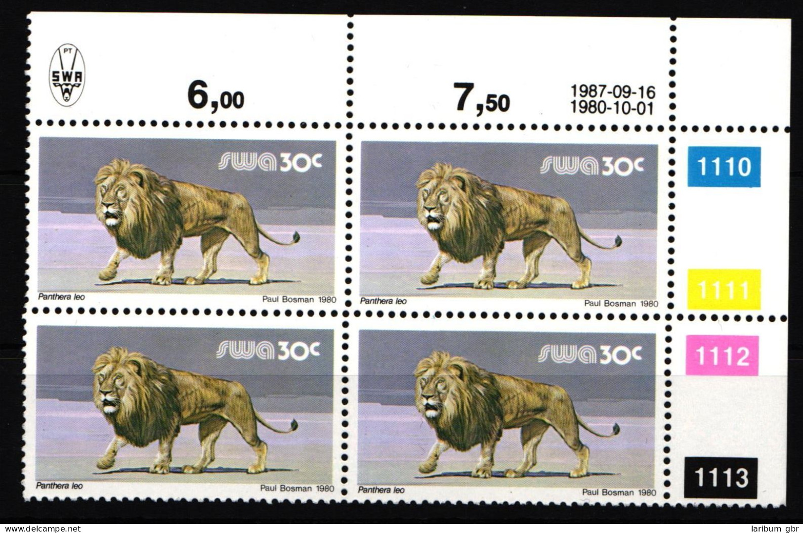 Südwestafrika 489 Y Postfrisch Viererblock / Wildtiere #IP558 - Namibia (1990- ...)