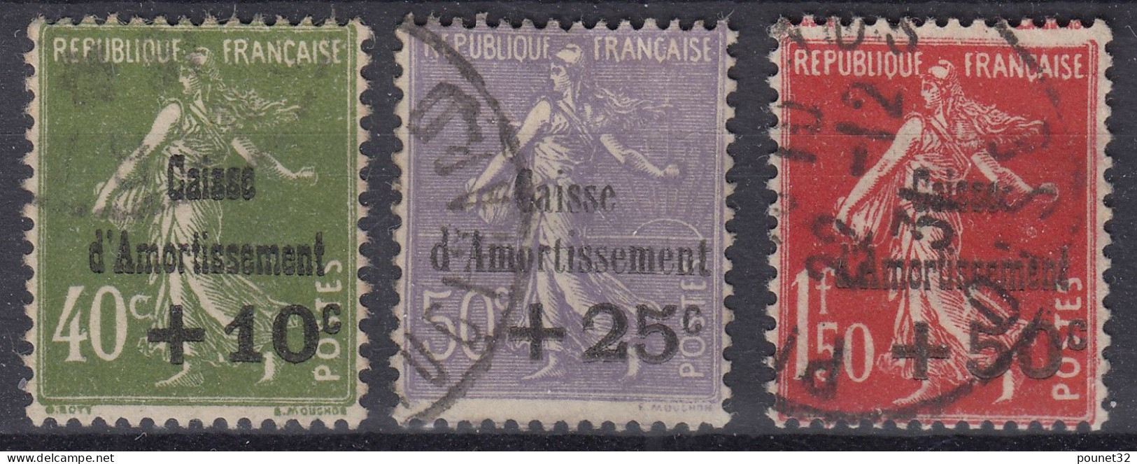 FRANCE SEMEUSE CAISSE D'AMORTISSEMENT N° 275/277 OBLITERES - COTE 260 € - A VOIR - 1927-31 Cassa Di Ammortamento