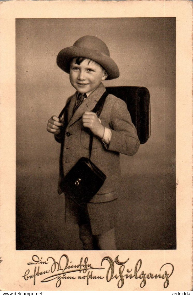 H1026 - Hübscher Kleiner Junge Mit Hut Mütze Ranzen Brottasche Mode - Pretty Young Boy - Cellaro - Eerste Schooldag