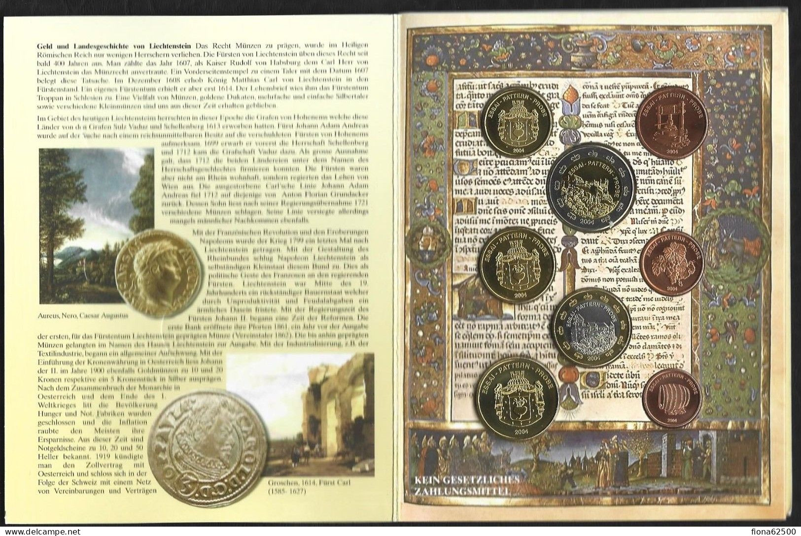 SERIE € ESSAIS 2004 . LIECHTENSTEIN . - Pruebas Privadas