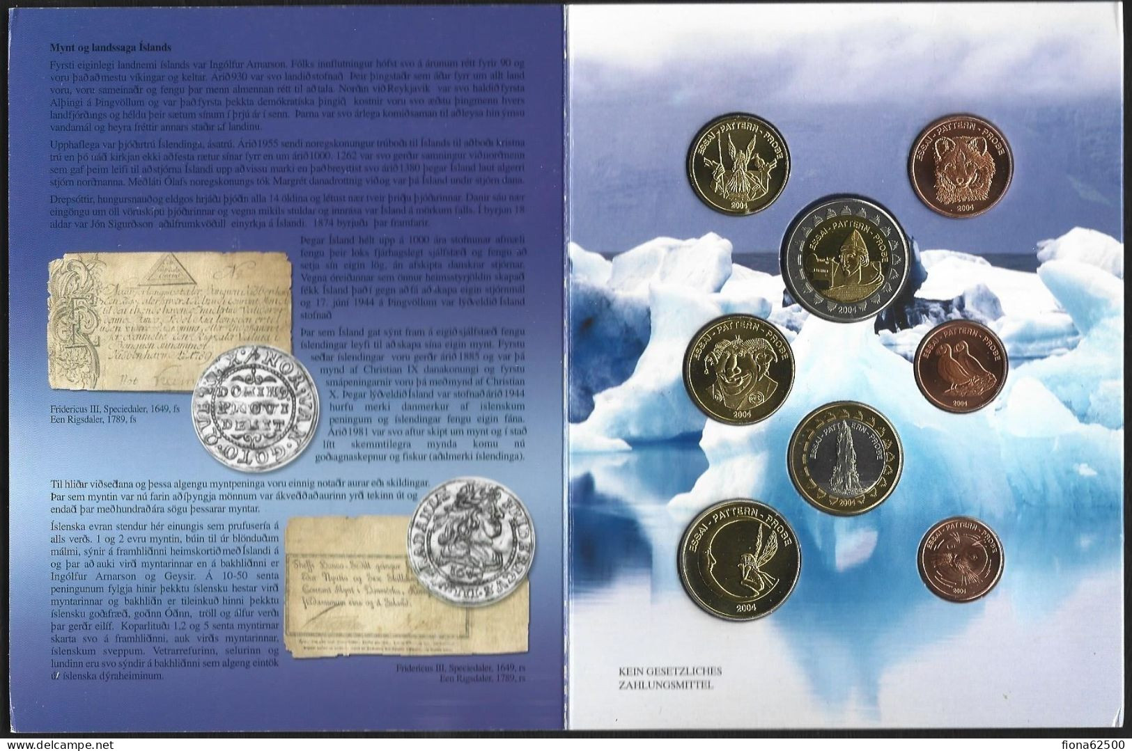 SERIE € ESSAIS 2004 . ISLANDS. - Private Proofs / Unofficial