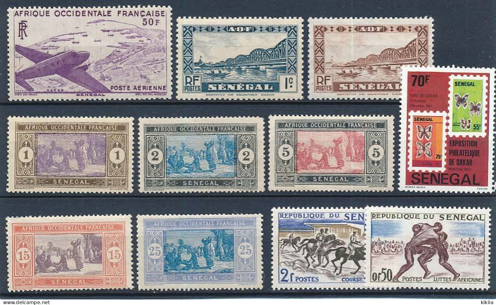 Lot De 11 Timbres: 9 Neufs Sans Charnière Et 2 Neufs Sans Gomme SENEGAL  Afrique Occidentale Française XIII-4 - Nuevas/fijasellos