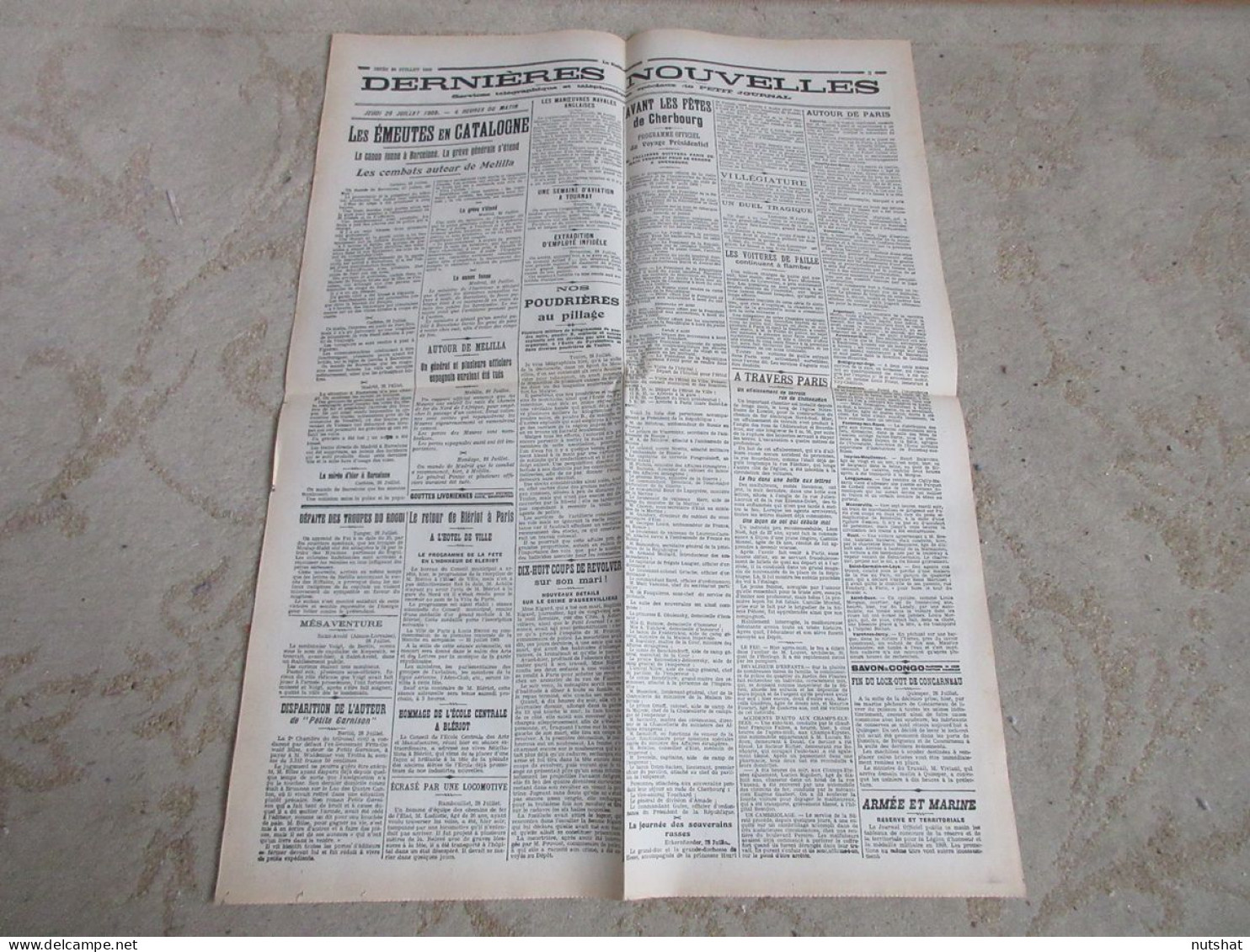 PRESSE FAC SIMILE 44 Le PETIT JOURNAL 29.07.1909 EMEUTES En CATALOGNE LATHAM - Le Petit Journal