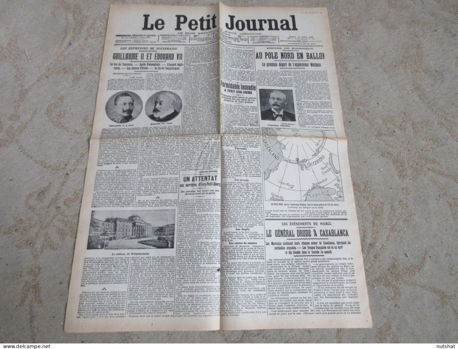 PRESSE FAC SIMILE 45 Le PETIT JOURNAL 13.08.1907 GUILLAUME II VOIT EDOUARD VII   - Le Petit Journal