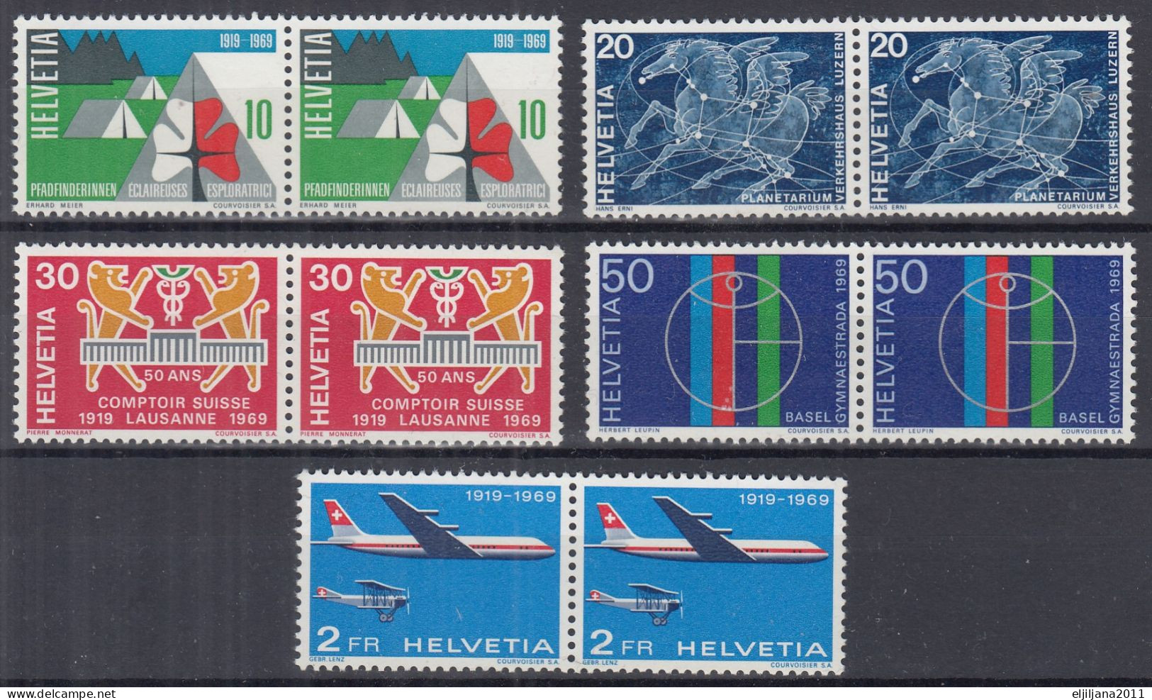 Switzerland / Helvetia / Schweiz / Suisse 1969 ⁕ Mi.895-899 X2 ⁕ MNH - Unused Stamps