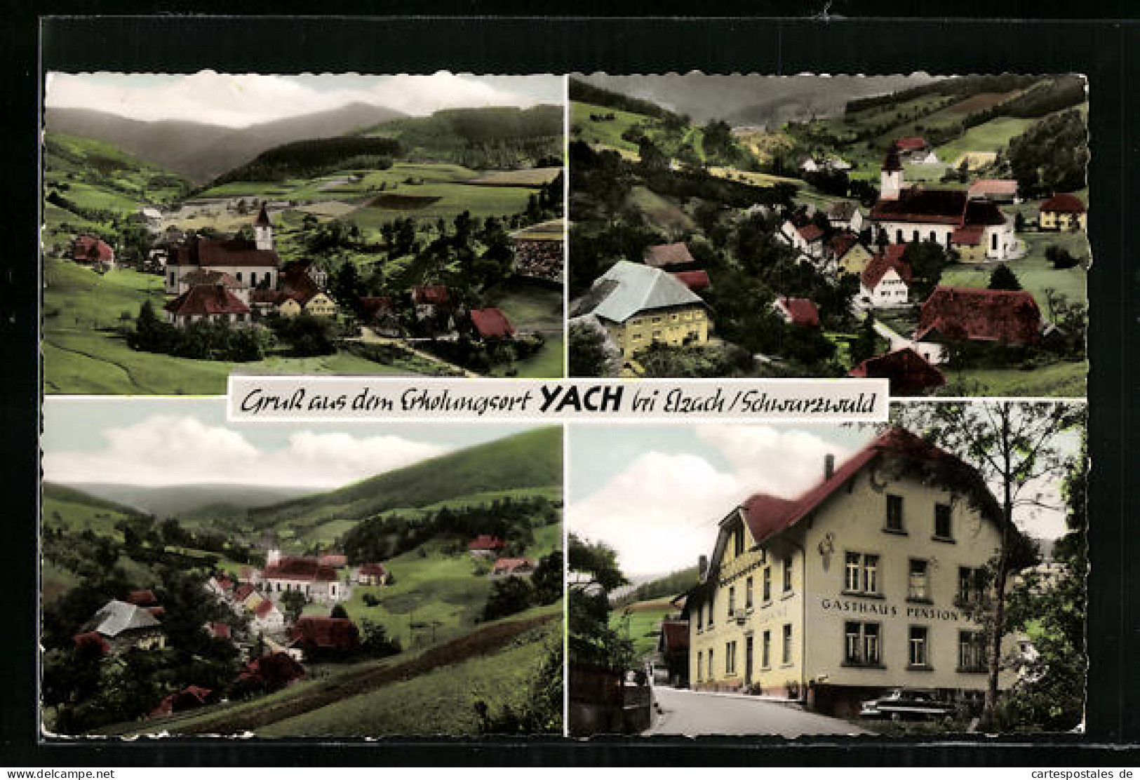 AK Yach über Elzach /Schwarzw., Gasthaus Zur Sonne Und Ortsansichten  - Elzach