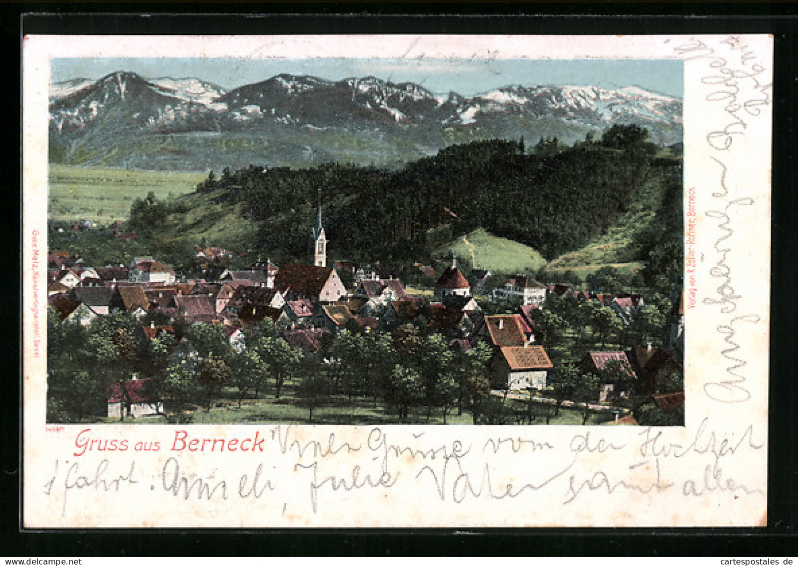 AK Berneck, Ortsansicht Mit Kirche  - Berneck