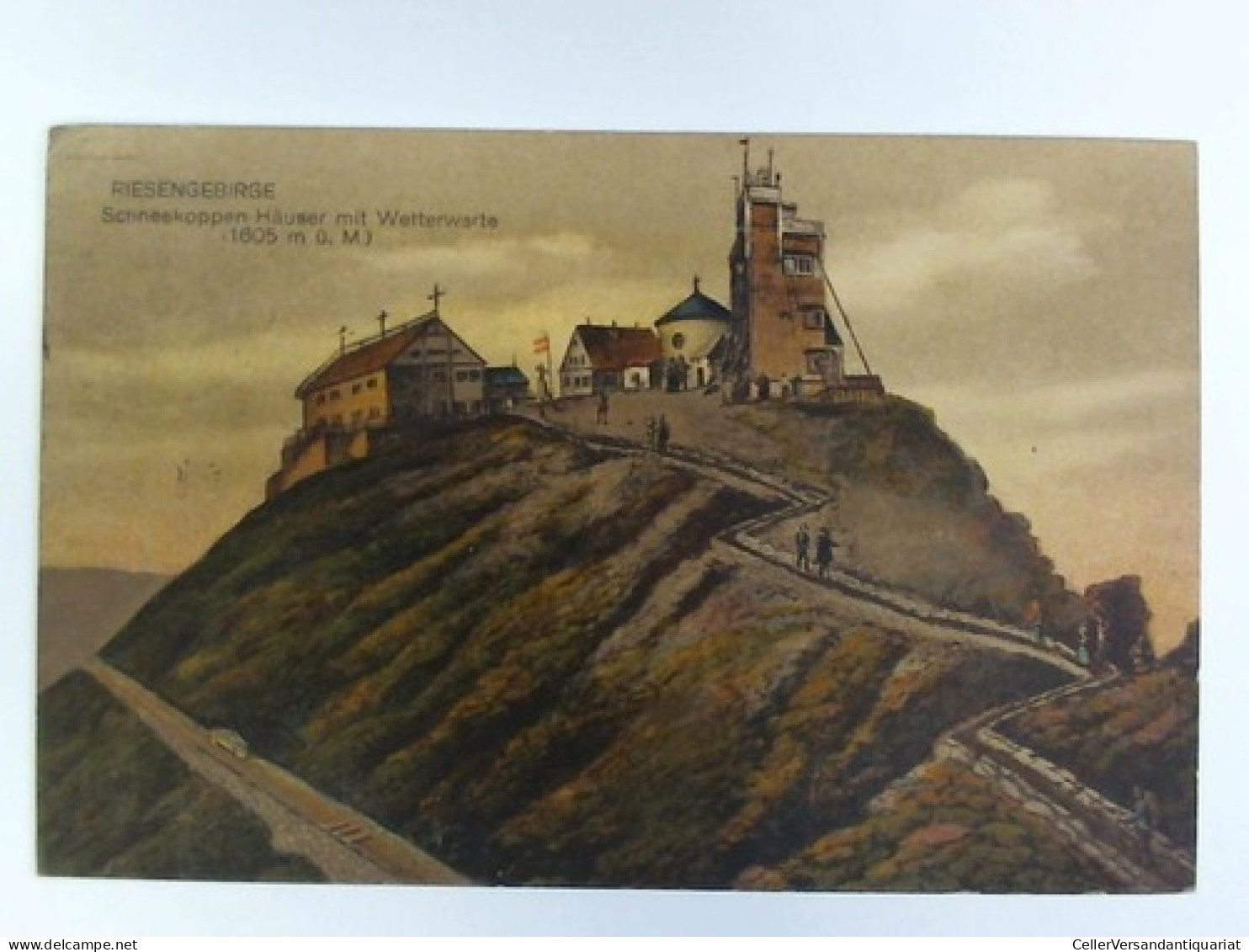 Postkarte: Riesengebirge. Schneekoppen-Häuser Mit Wetterwarte, 1605 M. ü. M. Von Riesengebirge - Non Classés