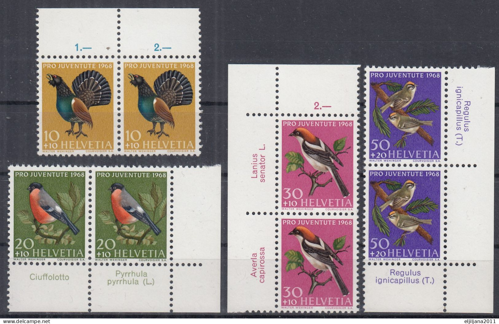 Switzerland / Helvetia / Schweiz / Suisse 1968 ⁕ Birds Pro Juventute Mi.891-894 X2 ⁕ MNH - Ongebruikt