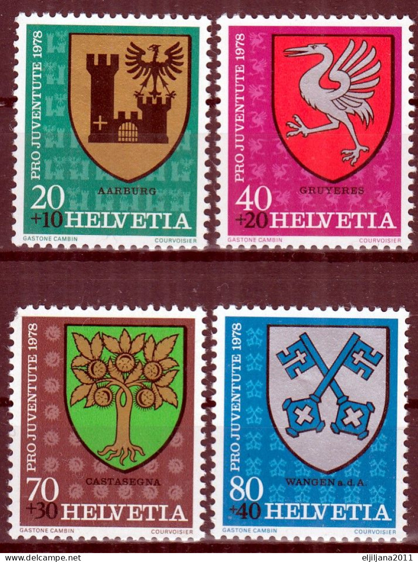 Switzerland / Helvetia / Schweiz / Suisse 1978 ⁕ Coats Of Arms, Pro Juventute Mi.1142-1145 ⁕ 4v MNH - Ungebraucht