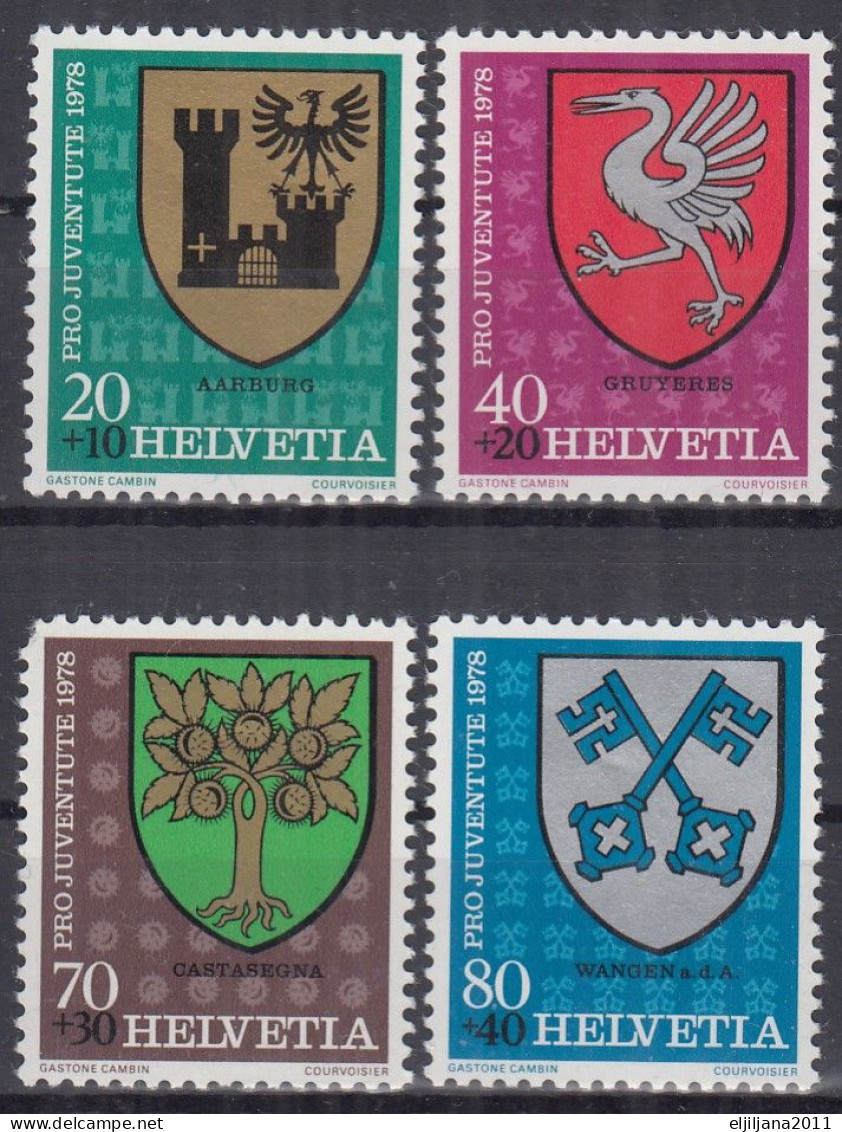 Switzerland / Helvetia / Schweiz / Suisse 1978 ⁕ Coats Of Arms, Pro Juventute Mi.1142-1145 ⁕ 4v MNH - Ungebraucht