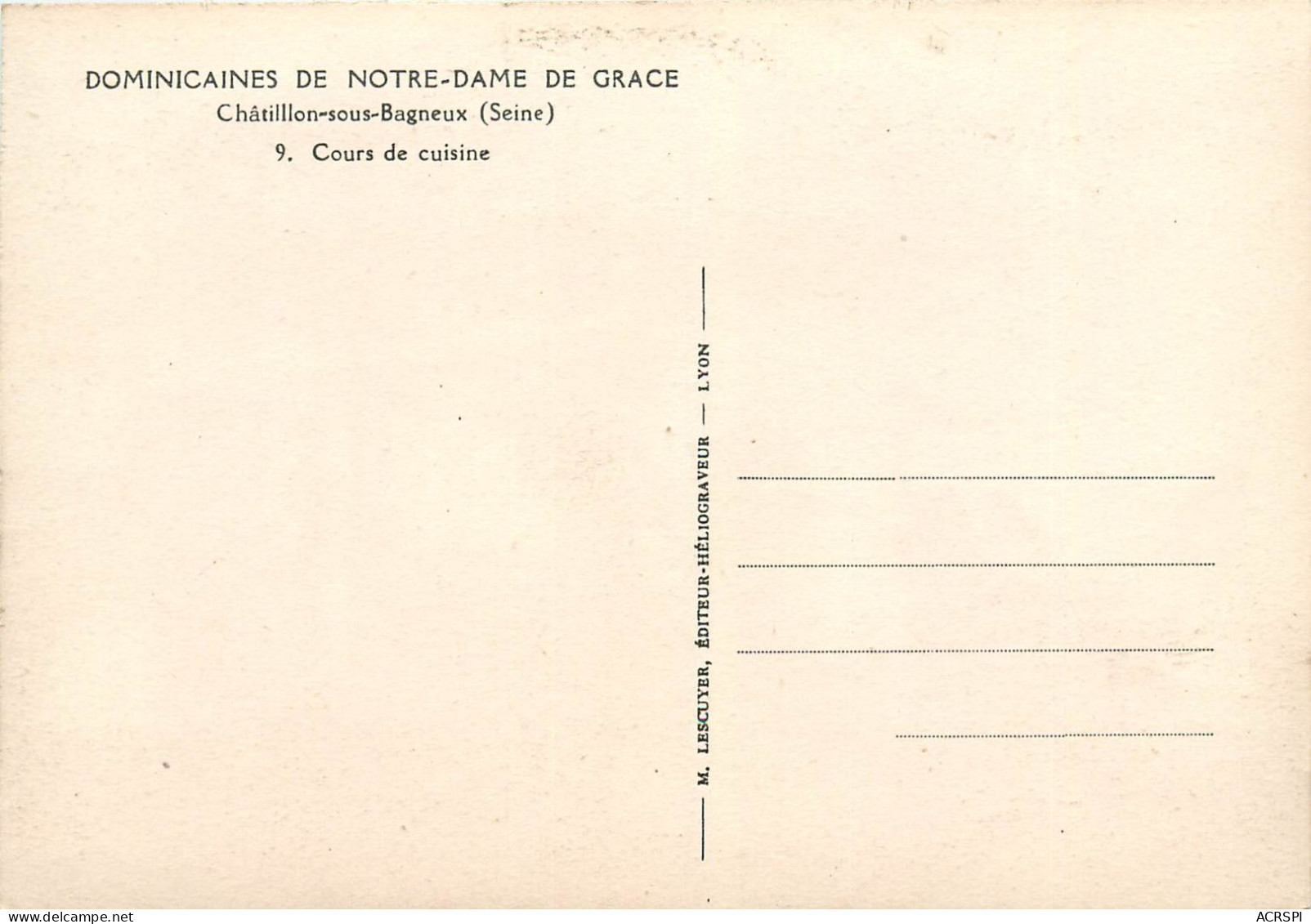 Chatillon Sous Bagneux, ND De Grace, Cours De Cuisine 2 (scan Recto-verso) KEVREN0130 - Châtillon