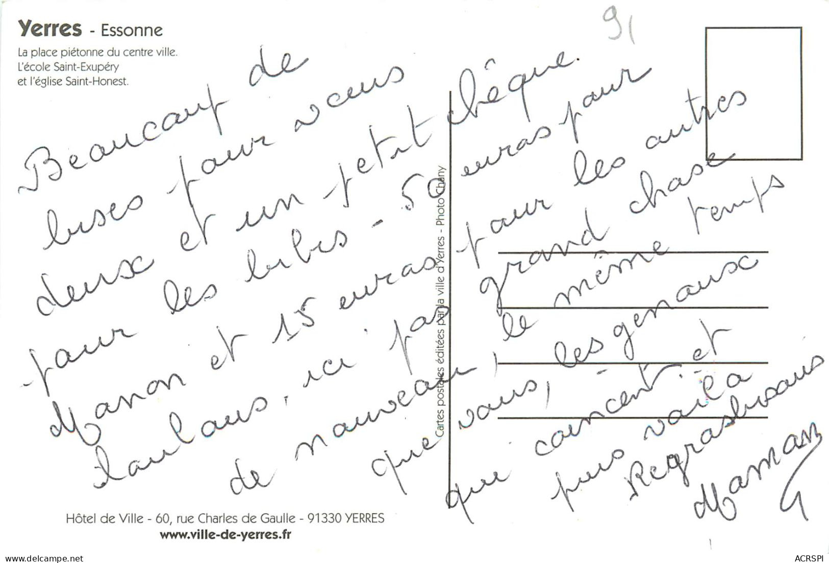 Yerres, Vue Aerienne, Centre Ville (scan Recto-verso) KEVREN0107 - Yerres