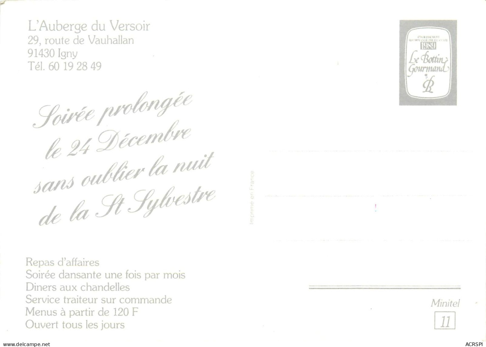 Igny, L'Auberge Du Versoir (scan Recto-verso) KEVREN0107 - Igny