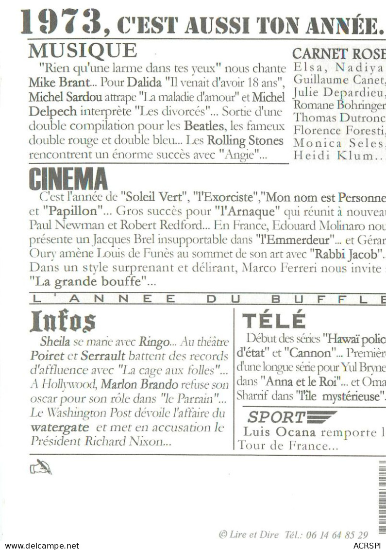 Naissance, Cette Année La. 1973 Les Rolling Stones, Mais Aussi... (scan Recto-verso) KEVREN0148 - Birth