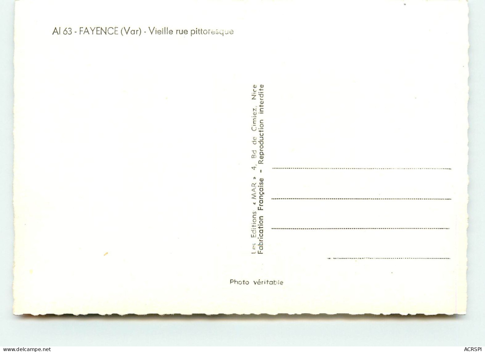 Fayence, Vieille Rue (scan Recto-verso) KEVREN0134 - Fayence