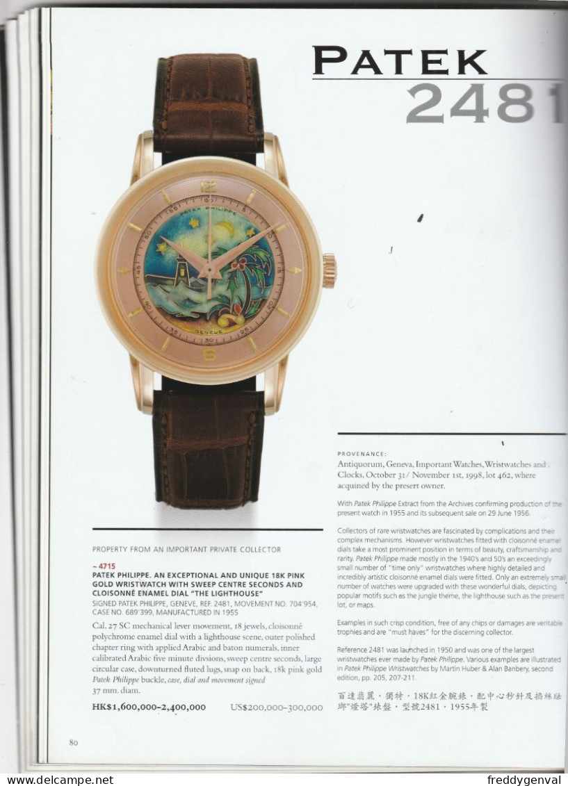 MONTRES CHRISTIE,S CATALOGUE DE VENTE IMPORTANT WATCHES HONG KONG 2012 - Books On Collecting