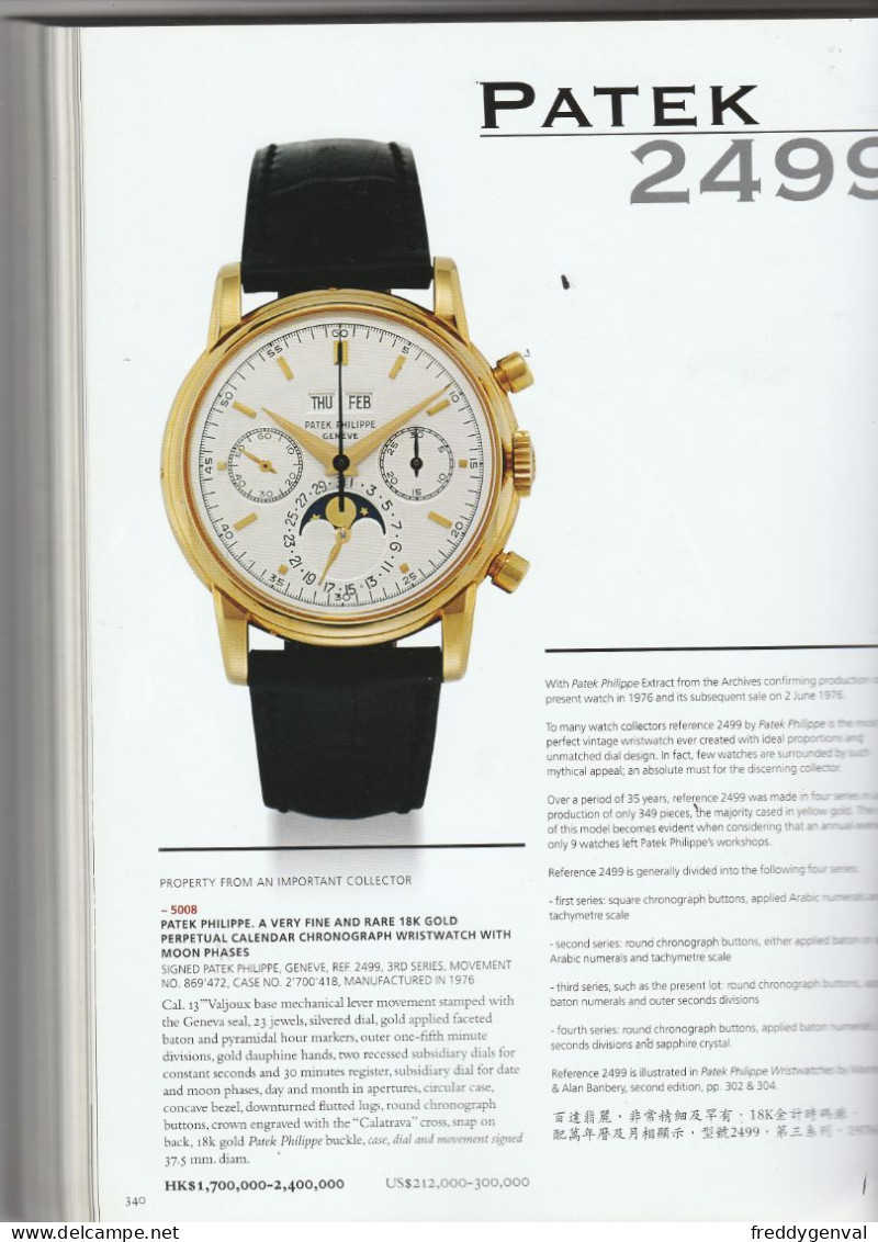 MONTRES CHRISTIE,S CATALOGUE DE VENTE IMPORTANT WATCHES HONG KONG 2012 - Books On Collecting