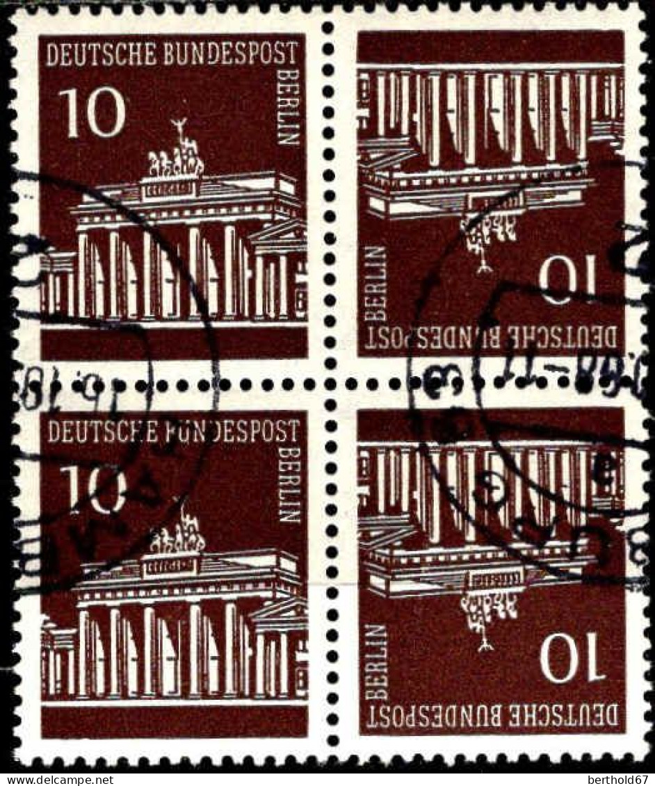 Berlin Poste Obl Yv:257a Brandenburgertor Berlin (TB Cachet Rond) Paire - Gebraucht